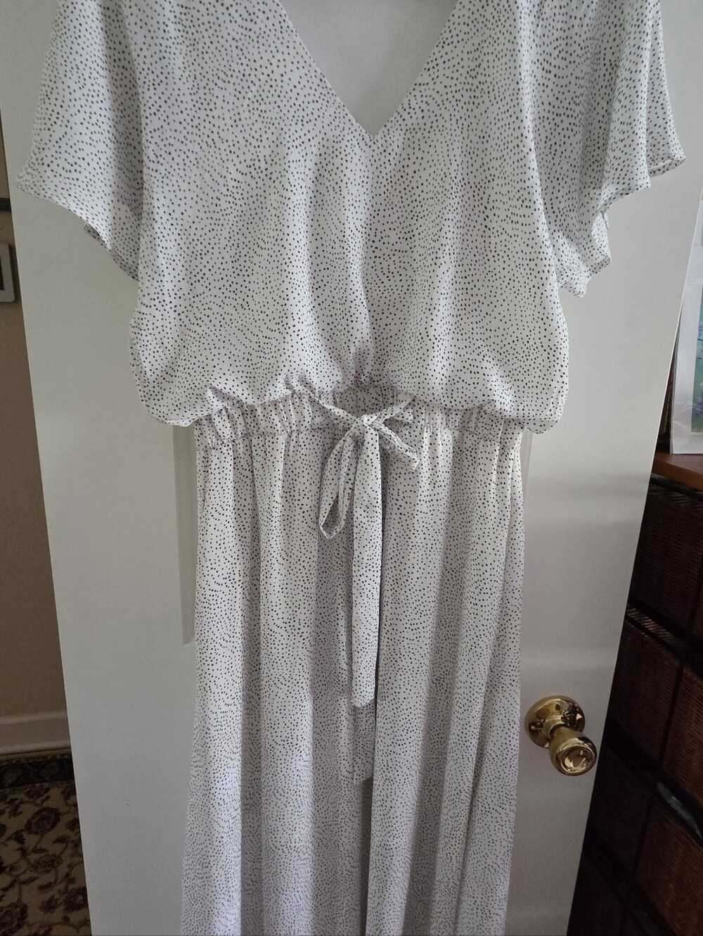 Sienn⁹a Sky Light Speckled Midi Dress with Tie Waist
